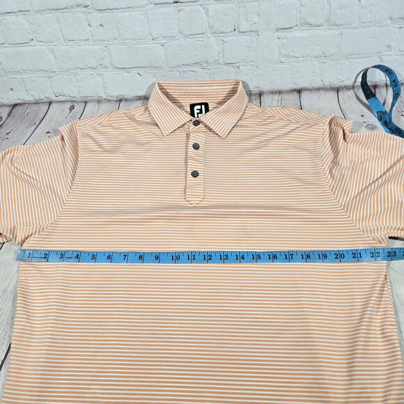 Footjoy Golf Orange & Gray Stripe Polo Self‎ Collar Golf Polo L Elmcrest Logo - Picture 8 of 8